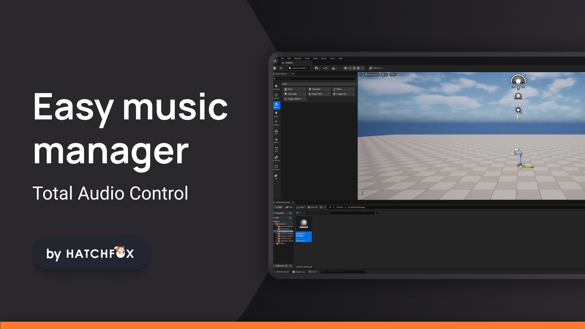 Easy Music Manager total audio control panel over the Unreal Engine editor
